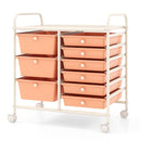 9-Drawer Rolling Storage Cart with Colorful Drawers and Metal Frame