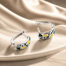 925 Sterling Silver Earrings for Women - Enamel Process - Oxidized Silver - 1.4x0.6 cm
