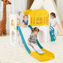 9-in-1 Toddler Slide L-Shaped with Basketball Hoop and Steering Wheel