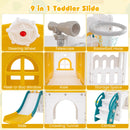 9-in-1 Toddler Slide L-Shaped with Basketball Hoop and Steering Wheel