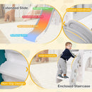 9-in-1 Toddler Slide L-Shaped with Basketball Hoop and Steering Wheel