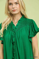 Umgee Smocked Ruffle Babydoll Mini Dress