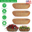3Pcs 24in/30in/36in Trough Coco Liners For Planters Coconut Coir Planter for Window Box Hanging Trough Basket Half Moon Planter Liner Replacement For