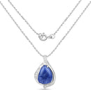 2.39 Carat Genuine Blue Aventurine and White Topaz .925 Sterling Silver Pendant
