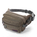 Canvas Fanny Pack with 4-Zipper Pockets