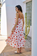 SO ME Shell Print Tiered Lined Midi Cami Dress With Belt