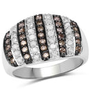 0.83 Carat Genuine Champagne Diamond and White Diamond .925 Sterling Silver Ring