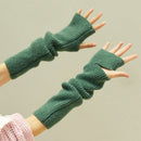 Women's Solid-Color Cashmere Long Half-Finger Winter Gloves