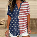 Independence Day Floral Long Sleeve V-Neck T-shirt