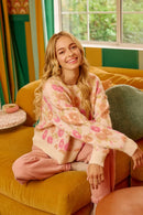 BiBi Towel Texture Floral Pattern Sweater