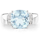 4.58 Carat Genuine Blue Topaz and White Topaz .925 Sterling Silver Ring