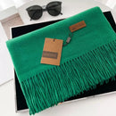 Womens Thickened Fashionable Solid-Color Tassel Scarf