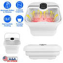 Collapsible Foot Spa Massager Electric Foot Soaker Tub Foldable Foot Spa Tub with Heating Function Handle 8Pcs Massage Rollers 44Pcs Simulated Pebbles