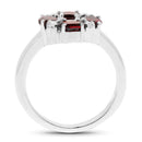 2.02 Carat Genuine Garnet & White Topaz .925 Sterling Silver Ring