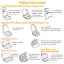 9Pcs Full Set Car Seat Covers For Auto Truck SUV Universal Front Rear Car Seats Headrest Protectors Split Bench Compatible