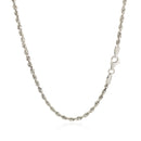 2.5mm 14k White Gold Solid Diamond Cut Rope Chain