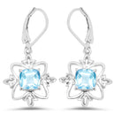 5.30 Carat Genuine Swiss Blue Topaz .925 Sterling Silver Earrings