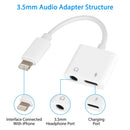 2 In 1 3.5mm Headphone Adapter Charger Audio Splitter Dongle Adapter Fit for iPhone 13/13Pro/SE/12/12 Mini/12 Pro/12 Pro Max/iPhone 11/11 Pro/11 Pro M