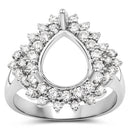 0.89 Carat Genuine White Diamond 14K White Gold Semi Mount Ring - holds 11x9mm Pear Gemstone