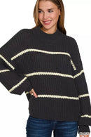 Zenana Oversize Striped Sweater