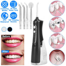 Portable Water Dental Flosser Cordless Rechargeable Dental Oral Irrigator IPX7 Waterproof Teeth Cleaner with 4 Modes 4 Nozzles 10.15oz Detachable Wate