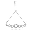 .925 Sterling Silver Diamond Accent Interlinking Triple Heart 4â€-10â€ Adjustable Bolo Tennis Bracelet (H-I Color, I2-I3 Clarity)