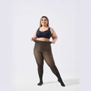 Plus-size Black Sheer Fleece-lined Leggings