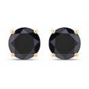 3.48 Carat Genuine Black Diamond 14K Yellow Gold Earrings