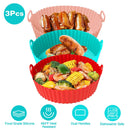3Pcs Reusable Foldbale Air Fryer Silicone Pot 464¡F Heat Resistant Round Replacement of Parchment Liners 3 Food Grade Baking Basket Pans for 4+Quart A