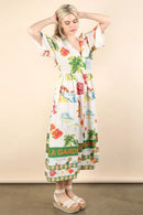 VERY J Button Down Printed Midi Dress