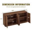 Fluted Sideboard Cabinet with 4-6 Doors and Wood-Grain Top