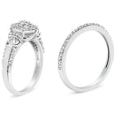 .925 Sterling Silver 1/3 Cttw Diamond 7 Stone Cluster and Halo Engagement Ring and Wedding Band Set (I-J Color, I1-I2 Clarity) - Size 7