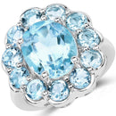 8.67 Carat Genuine Blue Topaz .925 Sterling Silver Ring