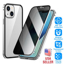 Privacy Magnetic Phone Case 360¡ Full Protection Anti Spy Phone Cover Double Sided Tempered Glass Magnet Absorption Fit for IOS Phone 14 Pro