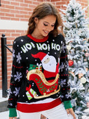 Knitted Christmas Sweater, Santa Claus, Snowflake Pullover
