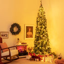 5/6/7/8/9 FT Pre-Lit Artificial Hinged Slim Pencil Christmas Tree