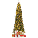 5/6/7/8/9 FT Pre-Lit Artificial Hinged Slim Pencil Christmas Tree