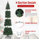 5/6/7/8/9 FT Pre-Lit Artificial Hinged Slim Pencil Christmas Tree