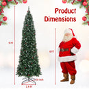 5/6/7/8/9 FT Pre-Lit Artificial Hinged Slim Pencil Christmas Tree