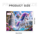 Personalized Unicorn Wooden Puzzle with Name | White Unicorn, Waterfall, Floating Islands and Rainbow | 60 Pieces | Gift for Girls