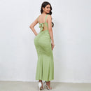 Spring new sexy V-neck sleeveless dress hip skirt women