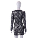 Spring Summer New Women Lace Spliced Sleepwear Sexy Perspective Dress