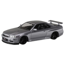 Aoshima: 1/32 The Snap Kit Nissan R34 Skyline GT-R Custom Wheel (Athlete Silver) Scale Model Kit #11-SP4