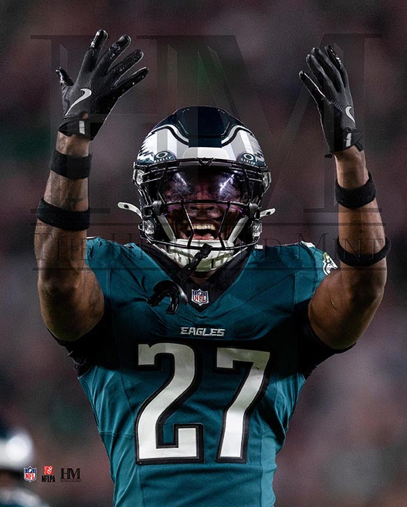 Quinyon Mitchell Flexing Action Philadelphia Eagles 8