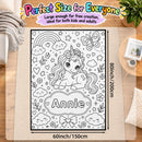 Personalized Unicorn Coloring Doodle Blanket with 12 Fabric Markers
