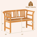 Acacia Wood 2-Person Patio Loveseat with Backrest and Armrests
