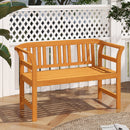 Acacia Wood 2-Person Patio Loveseat with Backrest and Armrests