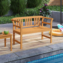Acacia Wood 2-Person Patio Loveseat with Backrest and Armrests