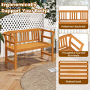 Acacia Wood 2-Person Patio Loveseat with Backrest and Armrests