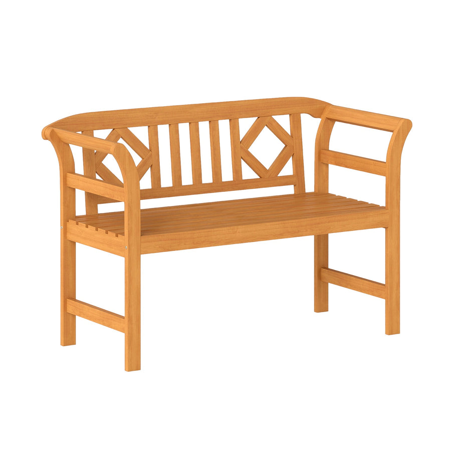 Acacia Wood 2-Person Patio Loveseat with Backrest and Armrests for Porch